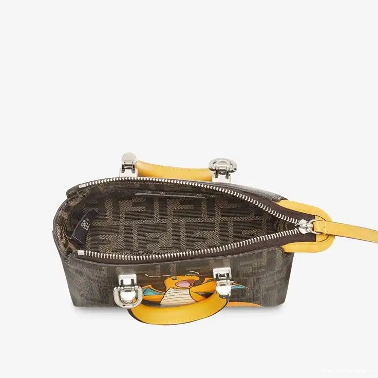 Affordable HOT By Yellow Fabric In Way FF Boston Bag Brown Fendi Mini Dragon Pokmon Motif The 0327
